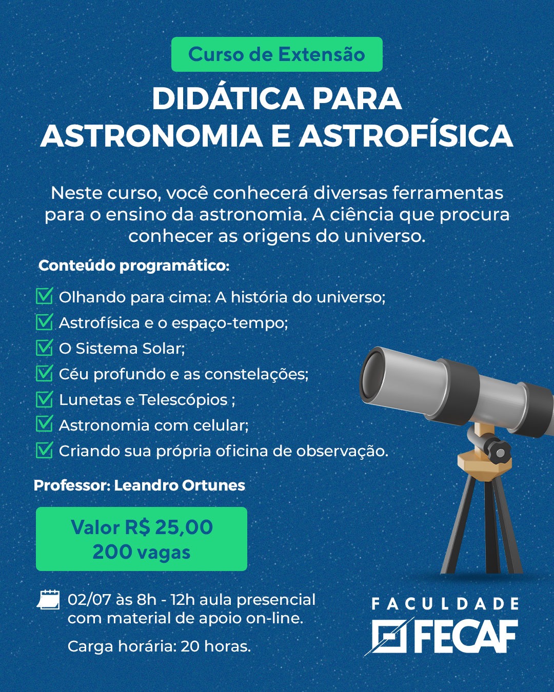 Curso de extensão - Didática para Astronomia e Astrofísica